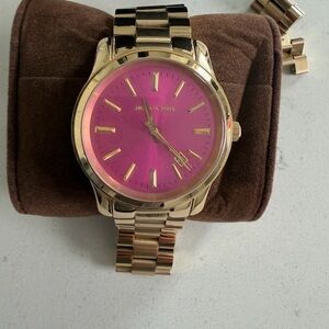 Michael Kors Women's Gold Watch with Pink Dial